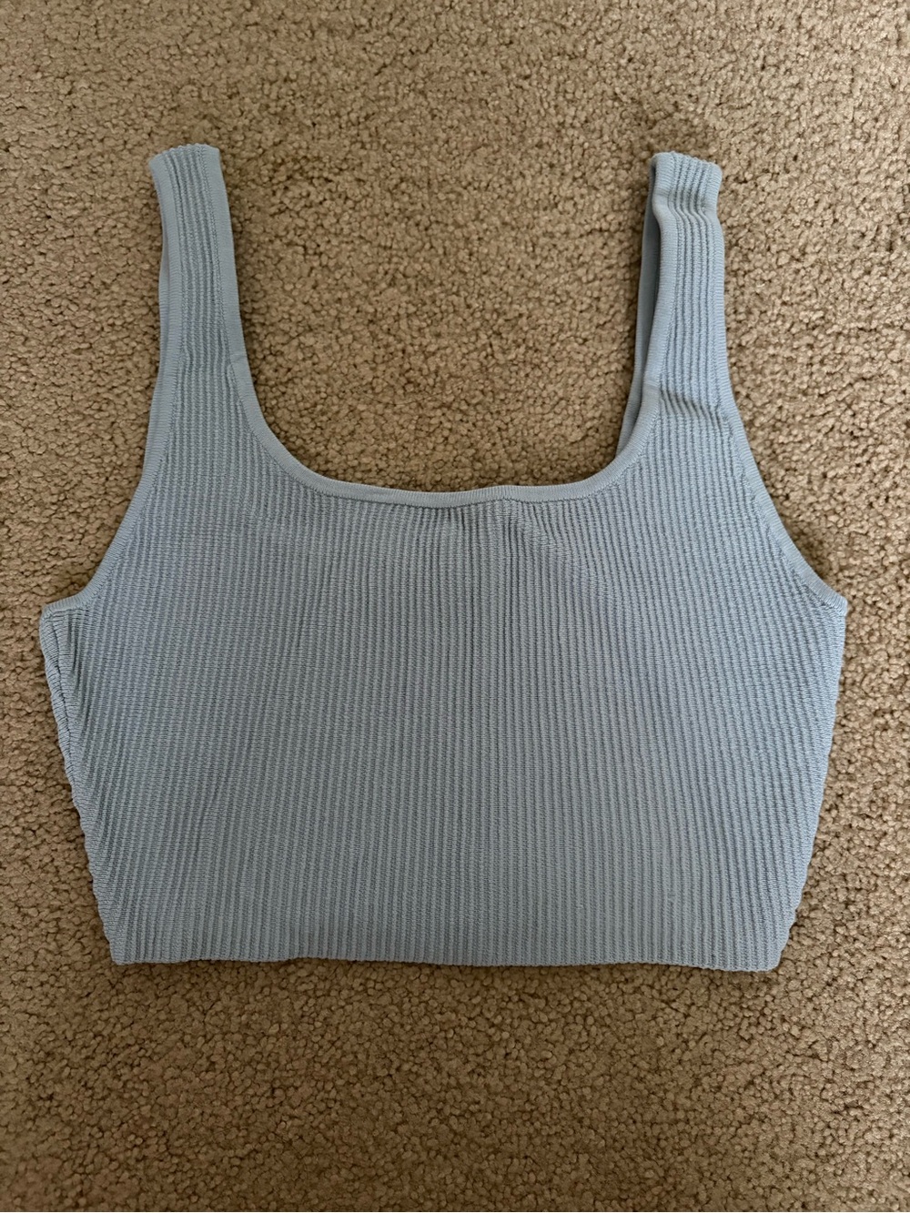 Babaton Cement Blue Sculpt Knit Square Neck Top